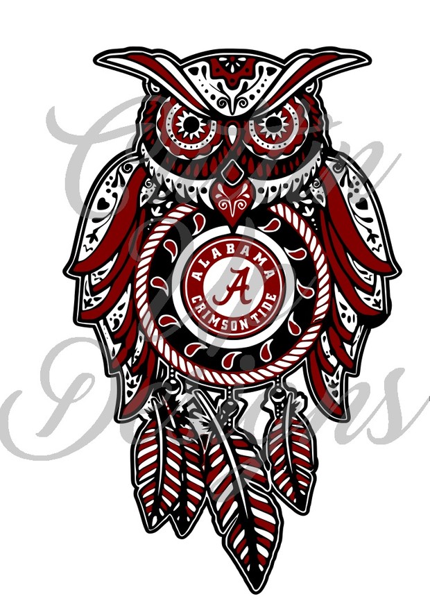 Alabama Sugar Skull Dreamcatcher Owl SVG Cut File. VERY easy cut and layer.