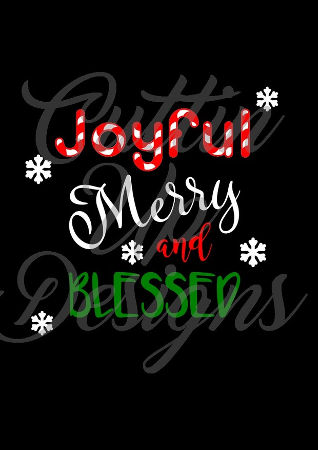 Joyful Merry and Blessed SVG Cutting File for Cricut or Cameo. Great Christmas SVG Cutting File.
