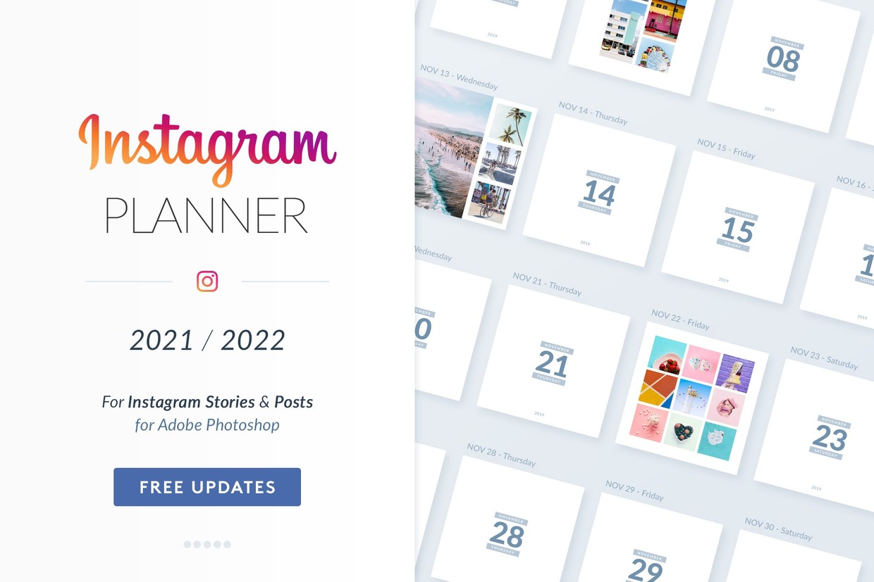 Instagram Planner 2021 / 2022 - Content Calendar, Sche - Poego Social