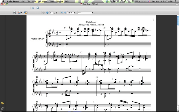 Outa Space Transcription Sheet Music