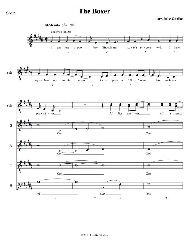 The Boxer (Paul Simon) mixed voices original arrangement