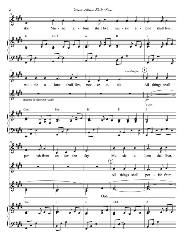 Music Alone Shall Live - score and mp3 accompaniment track
