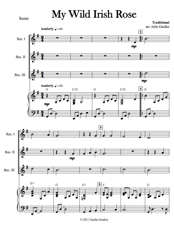 My Wild Irish Rose with mp3 accompaniment track