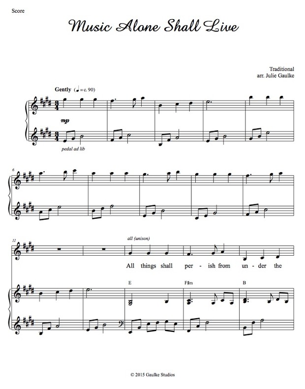 Music Alone Shall Live - original arrangement