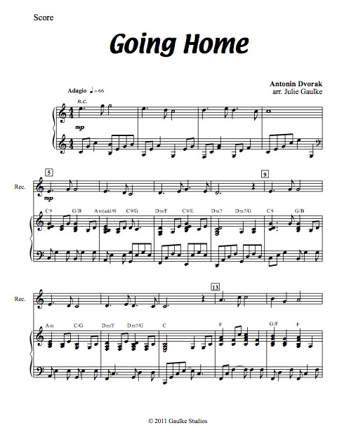 Going Home (Dvorak) original arrangement for recorder