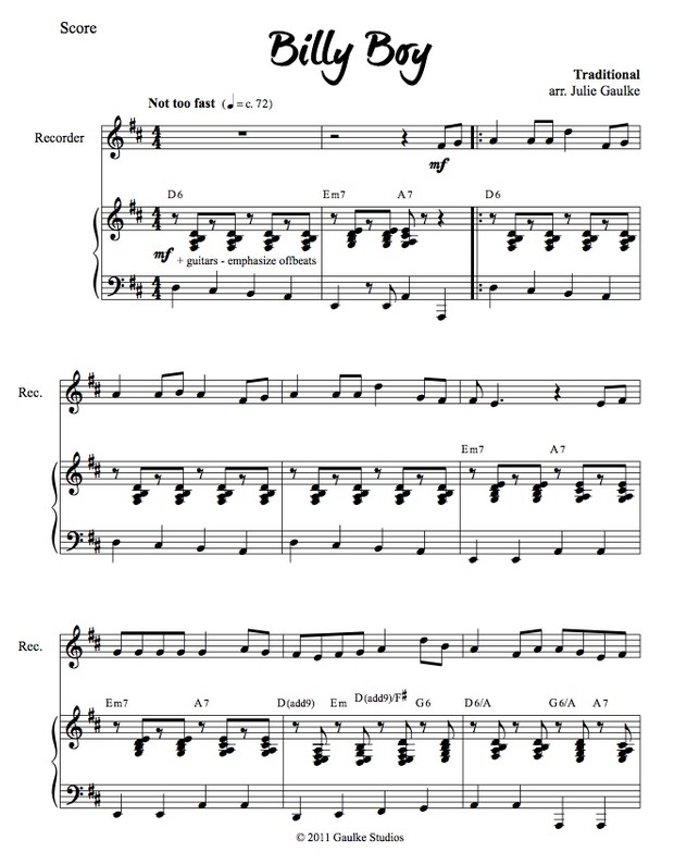 Billy Boy with mp3 accompaniment track