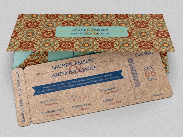 Wedding Adventure Boarding Pass Invitation Template