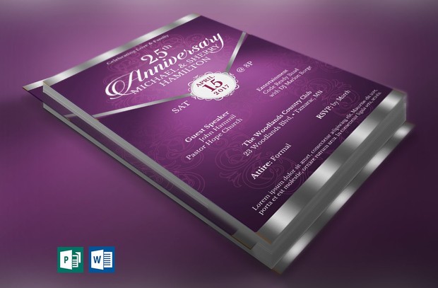 purple silver anniversary gala flyer publisher word te