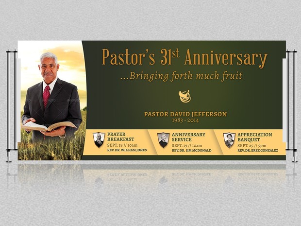 Pastor Anniversary Banner Template - Harvest