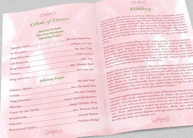 Pink Roses Funeral Program Template