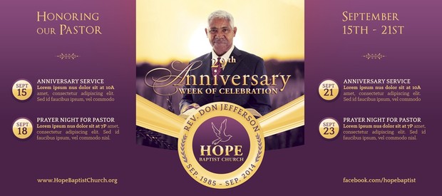 Pastor Anniversary Banner Template