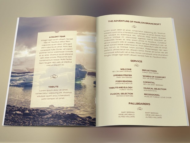 Nature Funeral Program Photoshop Template v2