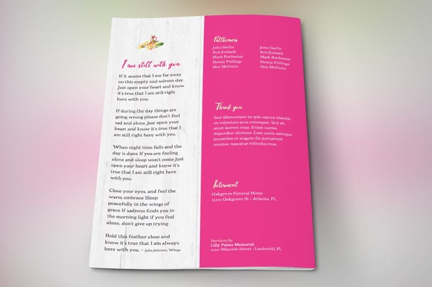 Floral Funeral Program Template
