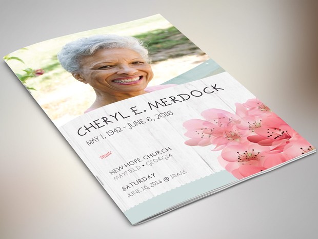 Magnolia Bi-Fold Funeral Program Publisher Template