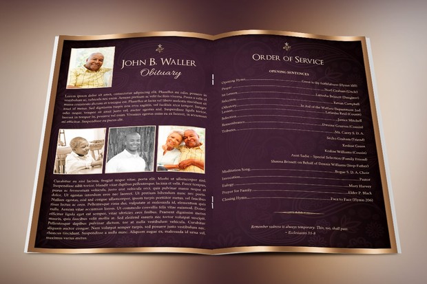 Vintage Lavender Dignity Funeral Program Publisher Template