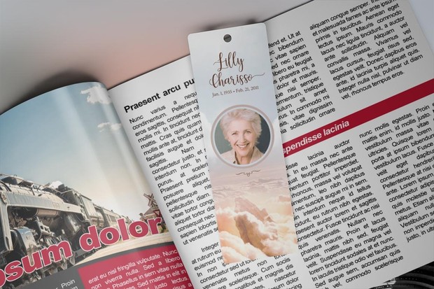 Heaven Memorial Bookmark Template
