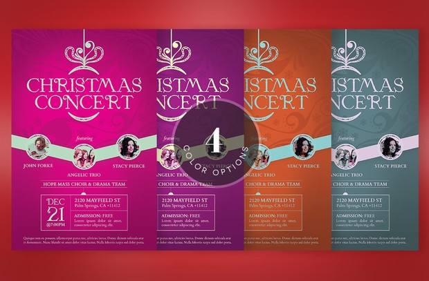 Red Christmas Concert Flyer Template