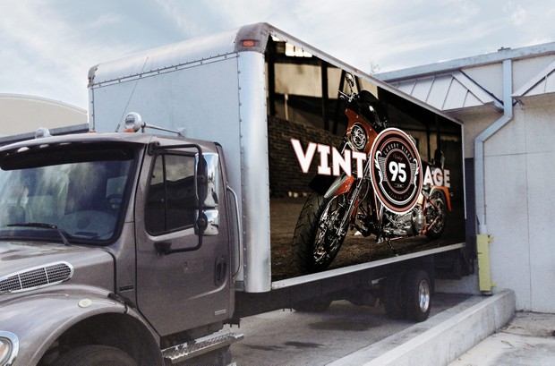 Realistic Box Truck Mockup Template