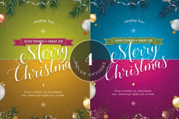 Green Christmas Greeting Card Template