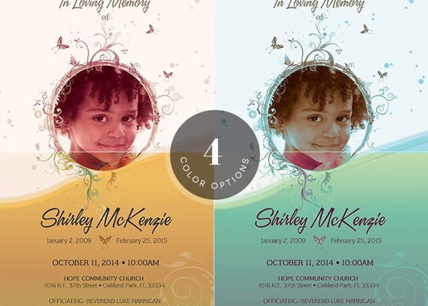Princess Funeral Program Photoshop Template