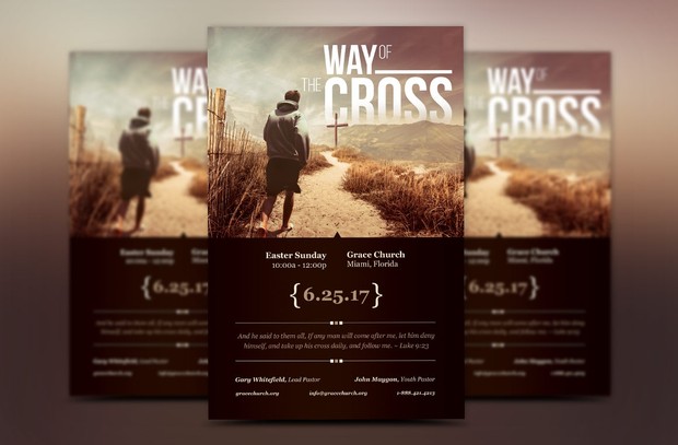 Cross Way Easter Flyer Poster Template