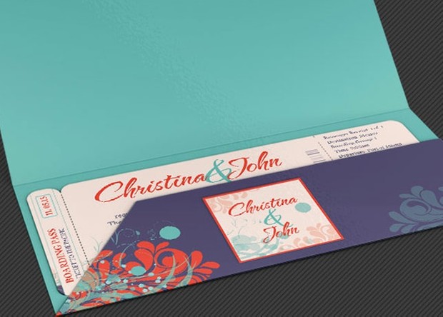 Wedding Pacific Boarding Pass Invitation Template
