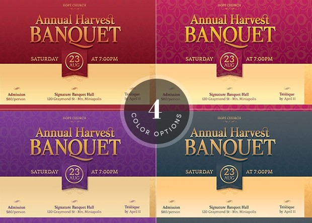 Church Harvest Banquet Postcard Template