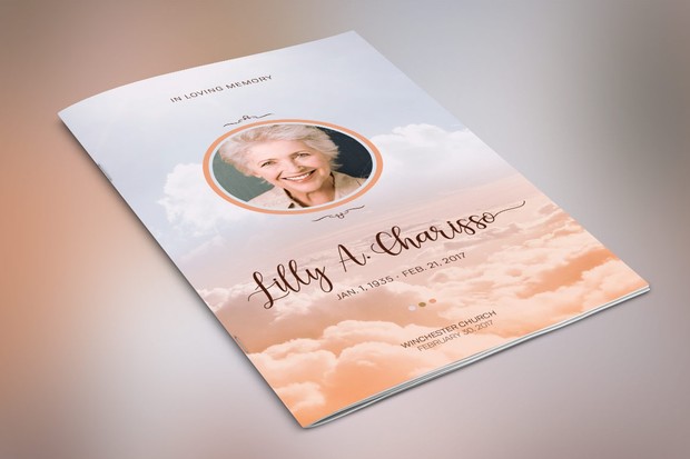 Heaven Funeral Program Publisher Word Template
