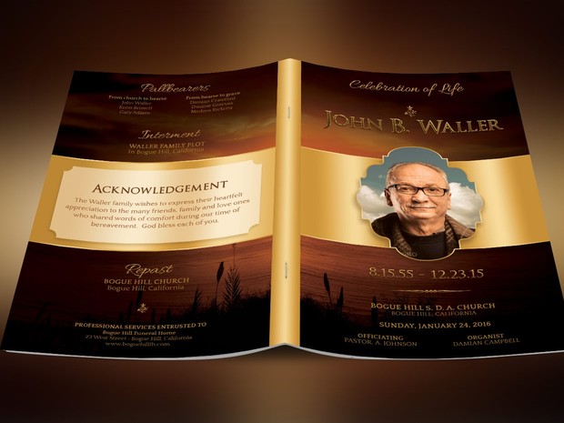 Sunset Funeral Program Template