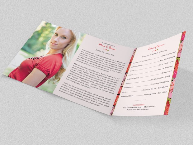 Hibiscus A5 Tri-Fold Funeral Program