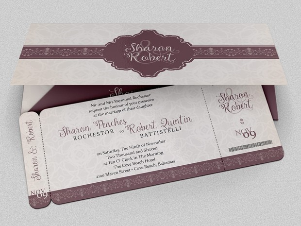 Wedding Boarding Pass Invitation Template