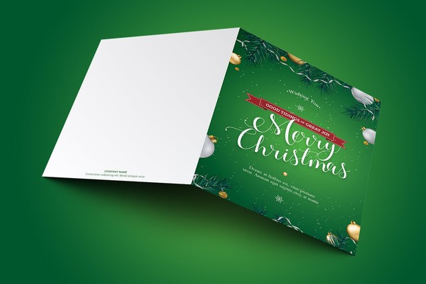 Green Christmas Greeting Card Template