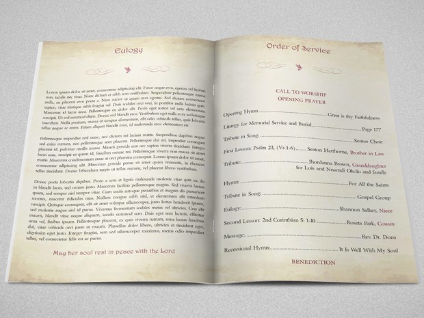 Watercolor Funeral Program Template
