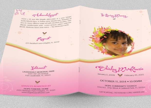 Floral Funeral Program Template