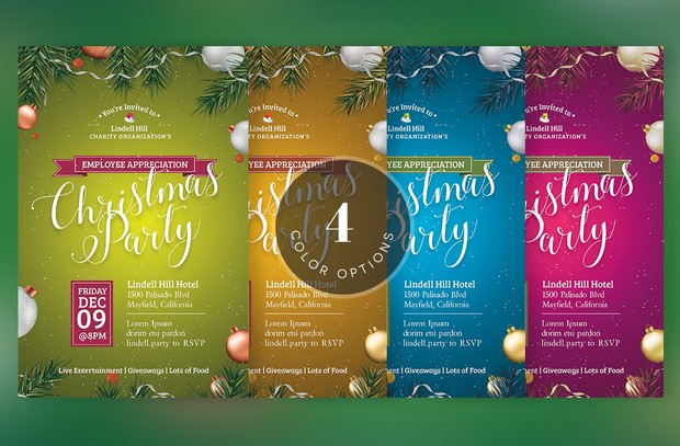Green Christmas Party Flyer Template