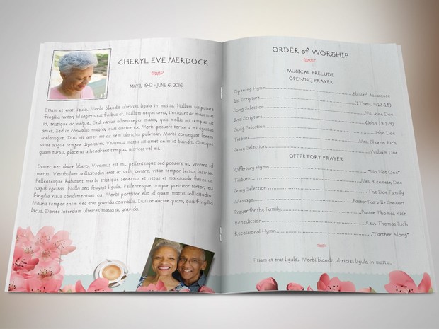 Magnolia Bi-Fold Funeral Program Publisher Template