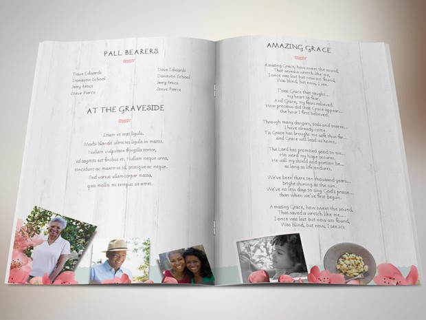 Magnolia Bi-Fold Funeral Program Publisher Template