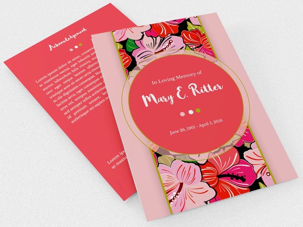 Hibiscus A5 Tri-Fold Funeral Program