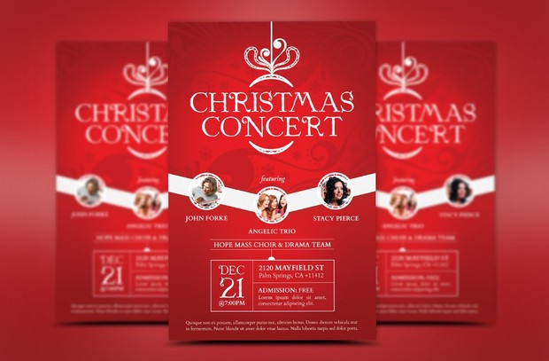Red Christmas Concert Flyer Template