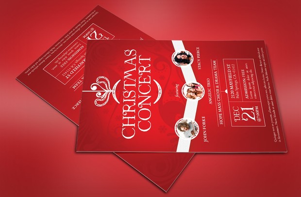 Red Christmas Concert Flyer Template