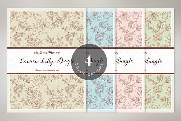 Vintage Rose Funeral Program Template