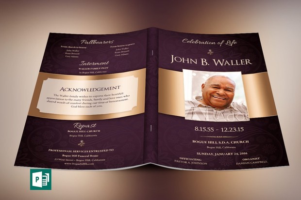 Vintage Lavender Dignity Funeral Program Publisher Template