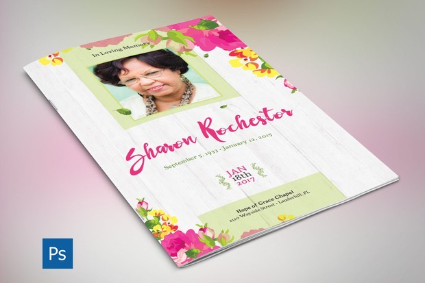 Floral Funeral Program Template