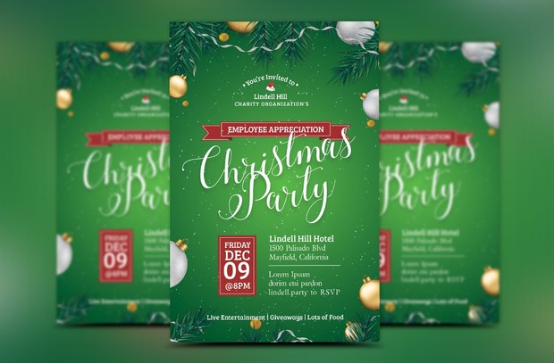 Green Christmas Party Flyer Template