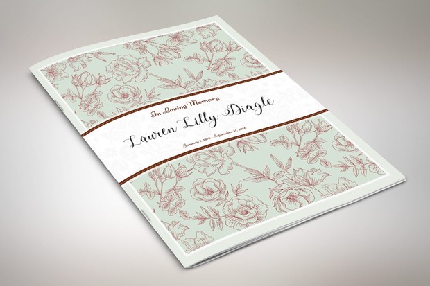 Vintage Rose Funeral Program Template