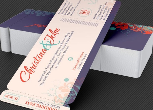 Wedding Pacific Boarding Pass Invitation Template
