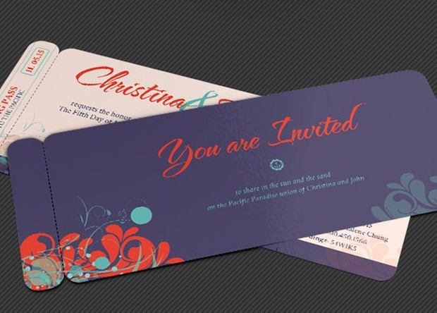 Wedding Pacific Boarding Pass Invitation Template