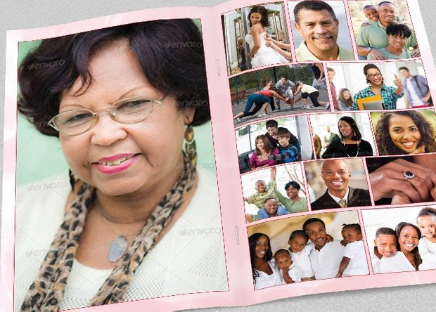 Pink Roses Funeral Program Template