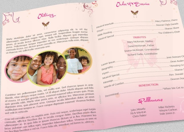 Floral Funeral Program Template