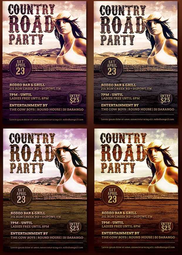 Country Road Party Flyer Template